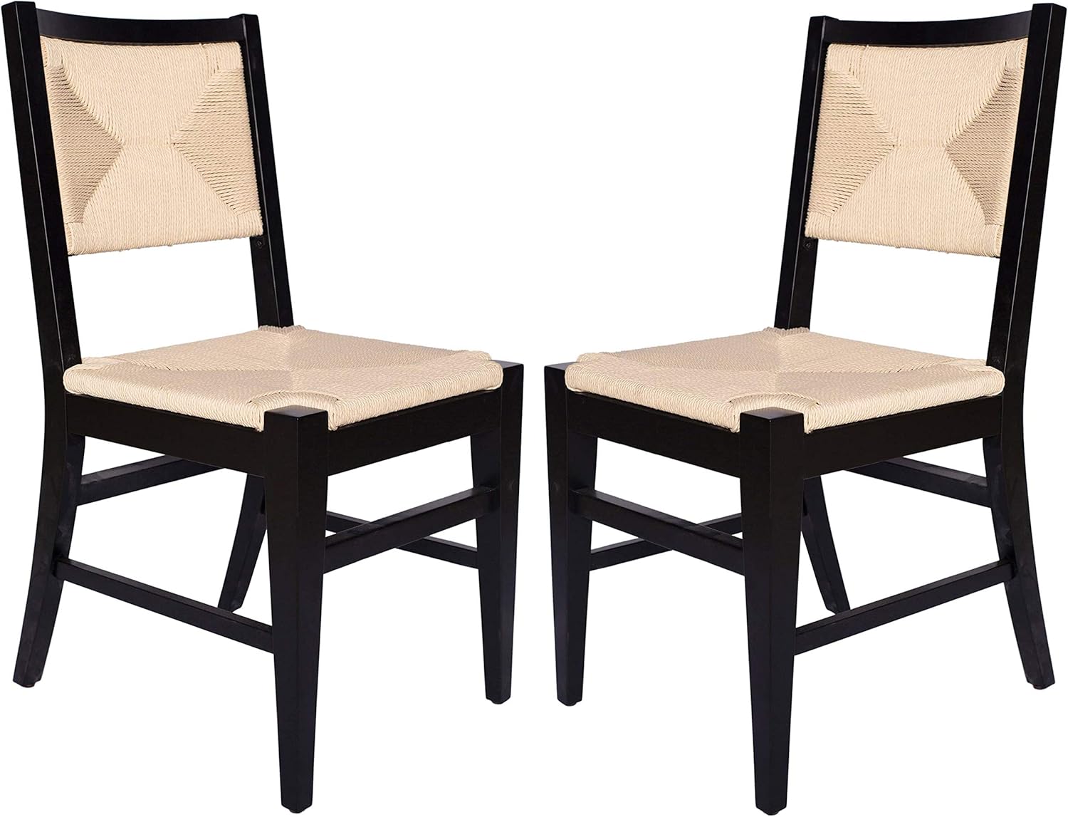 Amazon Com Amazon Brand Stone Beam Winston Woven Back Dining Chair Set Of 2 17 W Birch Wood Black Chairs