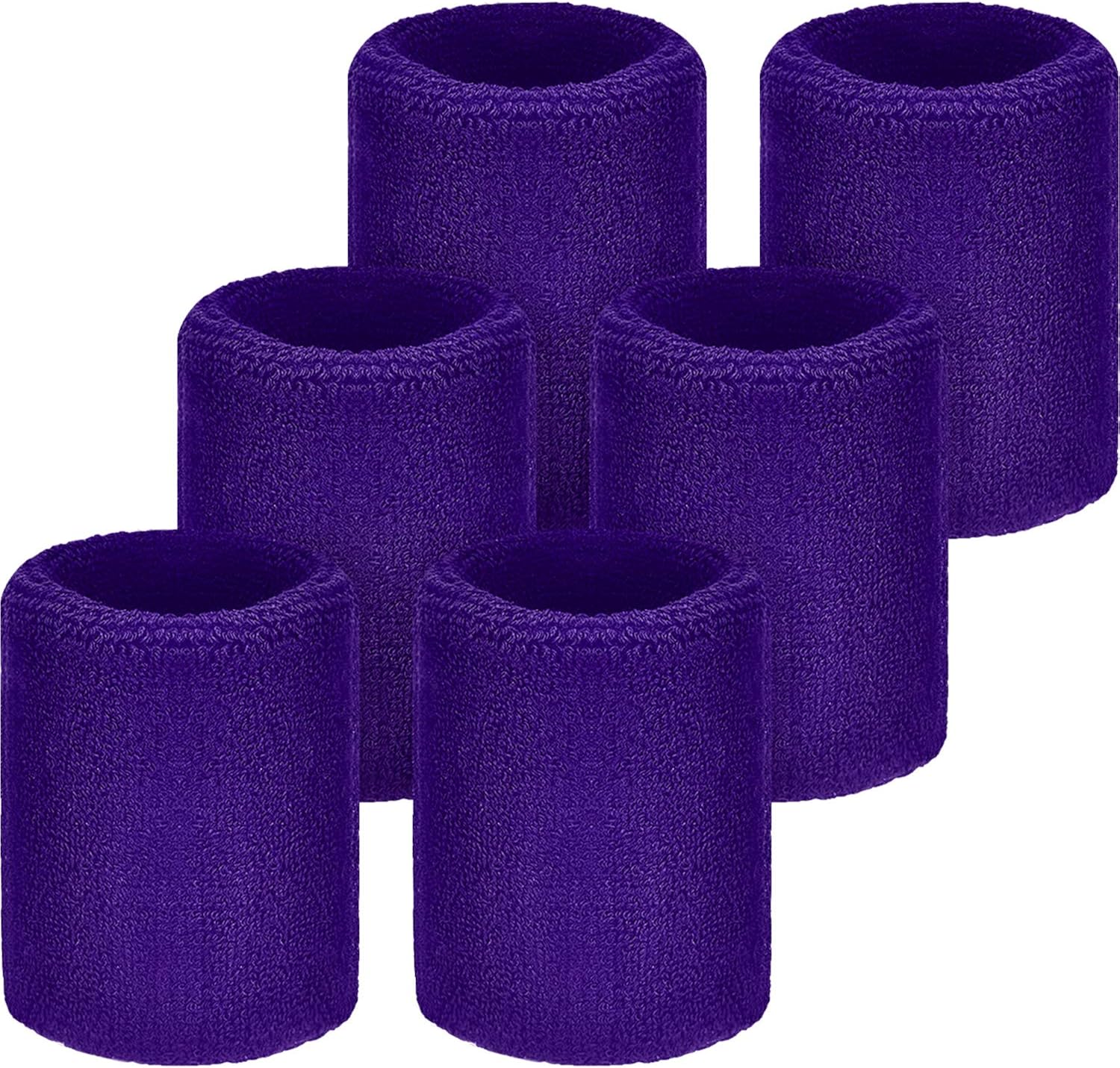WILLBOND 6 Pcs Wrist Sweatbands Sports Wristbands for Competitions Absorbent Sweatbands for Basketball Tennis Football Running Working(Purple)