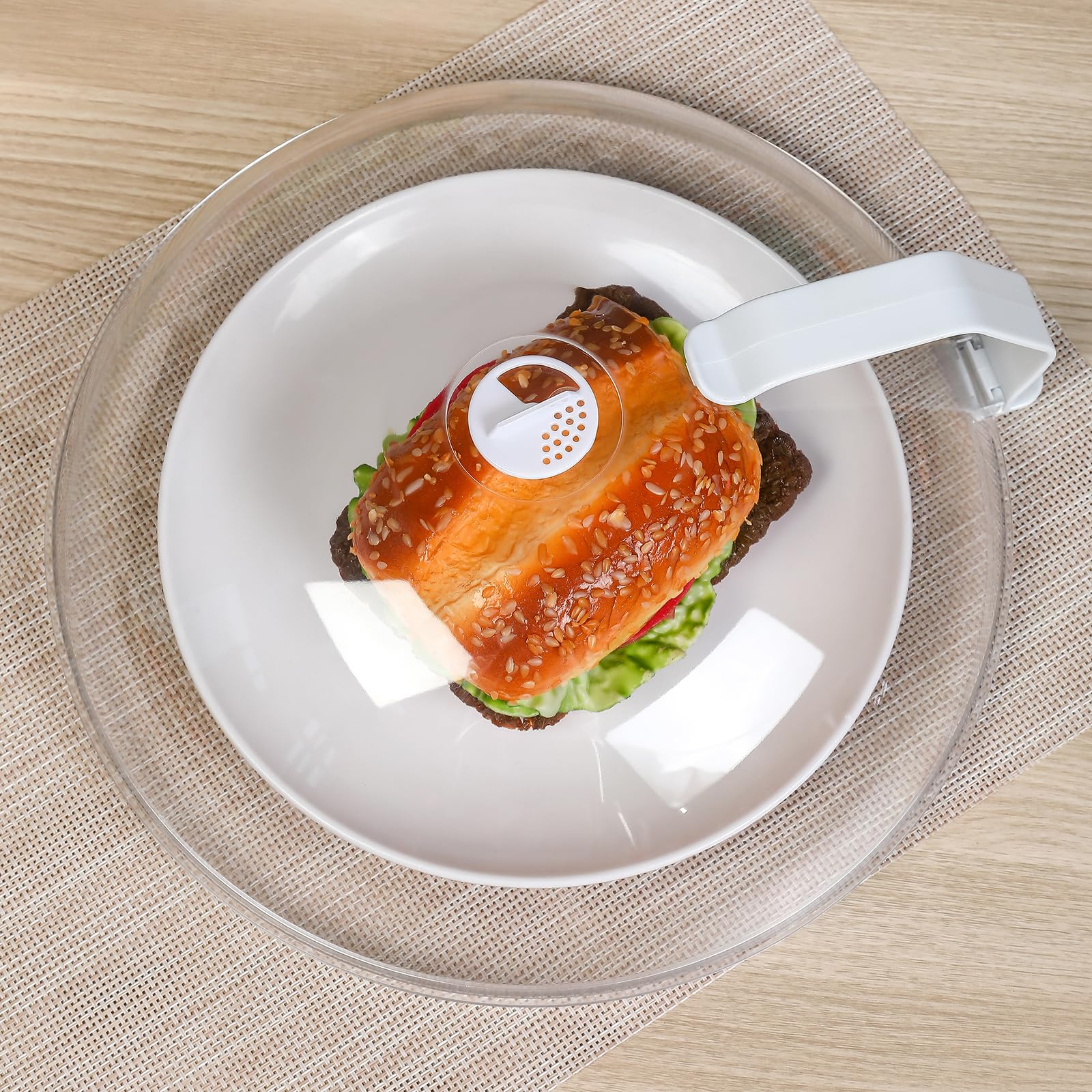 Photo 1 of ****MISSING HANDLE*** WENWELL Microwave Splatter Cover for Food 12",Large Clear Microwave Splash Guard Cooker lid with Handle,Dish bowl Plate Serving Cover Home Kitchen Essential,BPA-Free,Saft Plastic