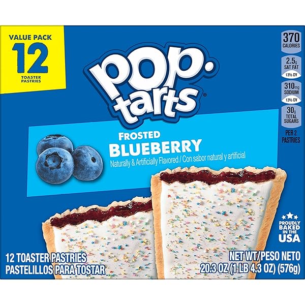 POP-TARTS TOASTER PASTRIES, BREAKFAST FOODS, KIDS SNACKS, FROSTED BLUEBERRY (12 POP-TARTS)