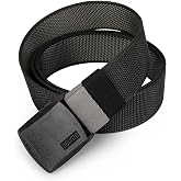 ACTCLOUD Reversible Nylon Web Belt with YKK Buckle, Metal-Free Airport Security, 49-59 Inch Adjustable Length