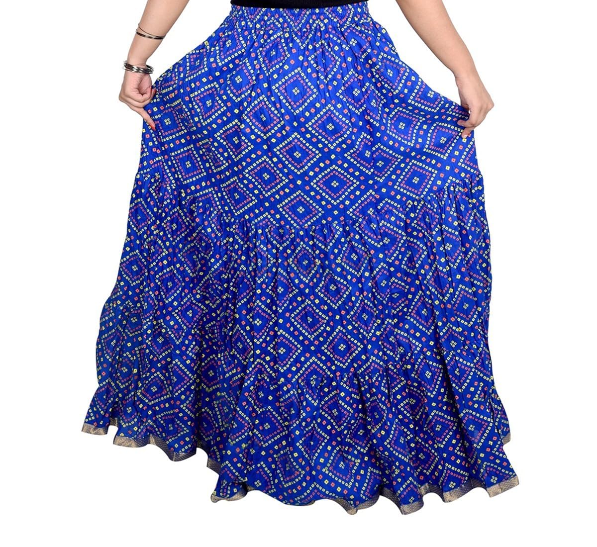decot paradise women's cotton printed skirt (dl3058, blue, free size)