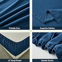 ILAVANDE Navy Blue King Sheets Set 6 Piece,Hotel