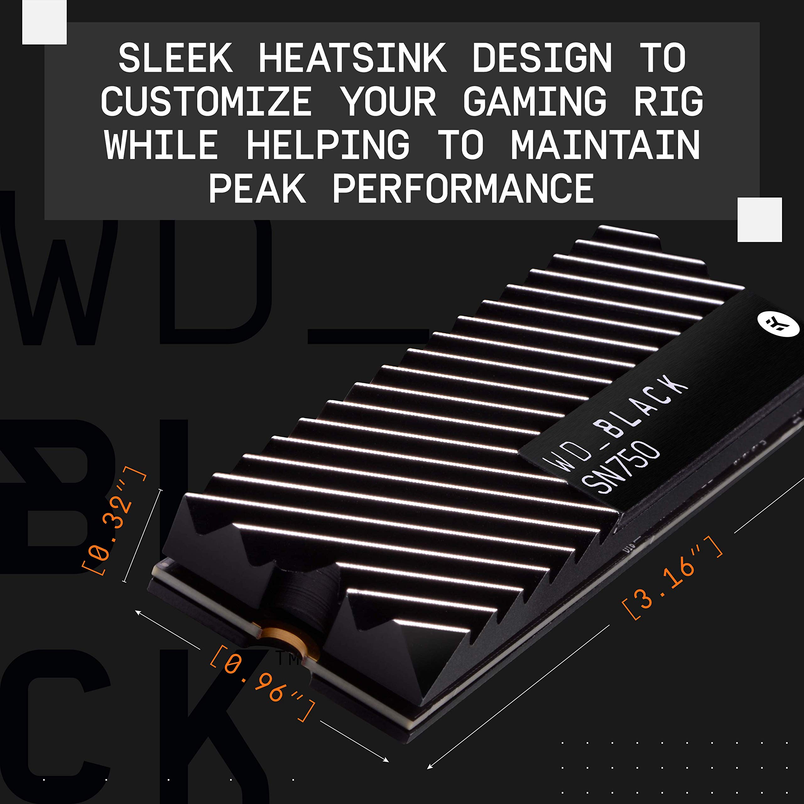 WD_BLACK 1TB SN750 NVMe Internal Gaming SSD Solid State Drive with Heatsink - Gen3 PCIe, M.2 2280, 3D NAND, Up to 3,470 MB/s - WDS100T3XHC