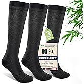 Iambamboo Compression Socks Women & Men, 15-20 mmHg Bamboo Viscose Knee High Soft Support for Flying Travel Daily