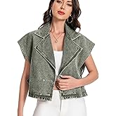 Mars Guard Women's Oversized Denim Vest Jean Cropped Casual Lightweight Jacket,Perfect for Spring Summer Outfits