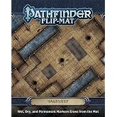Paizo Pathfinder Flip-Mat Warship, Double-Sided 24 x 30 in Naval Battle Map | Two Unstoppable Ships of War, Wet Dry and Permanent Erase, Folds to 8 x 10 in