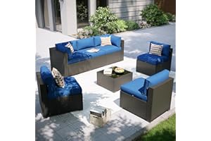 Aoxun Patio Furniture Set, 7 Piece Outdoor Sectional Sofas with Waterprool Cover, Wicker Rattan Outdoor Furniture Patio Conve