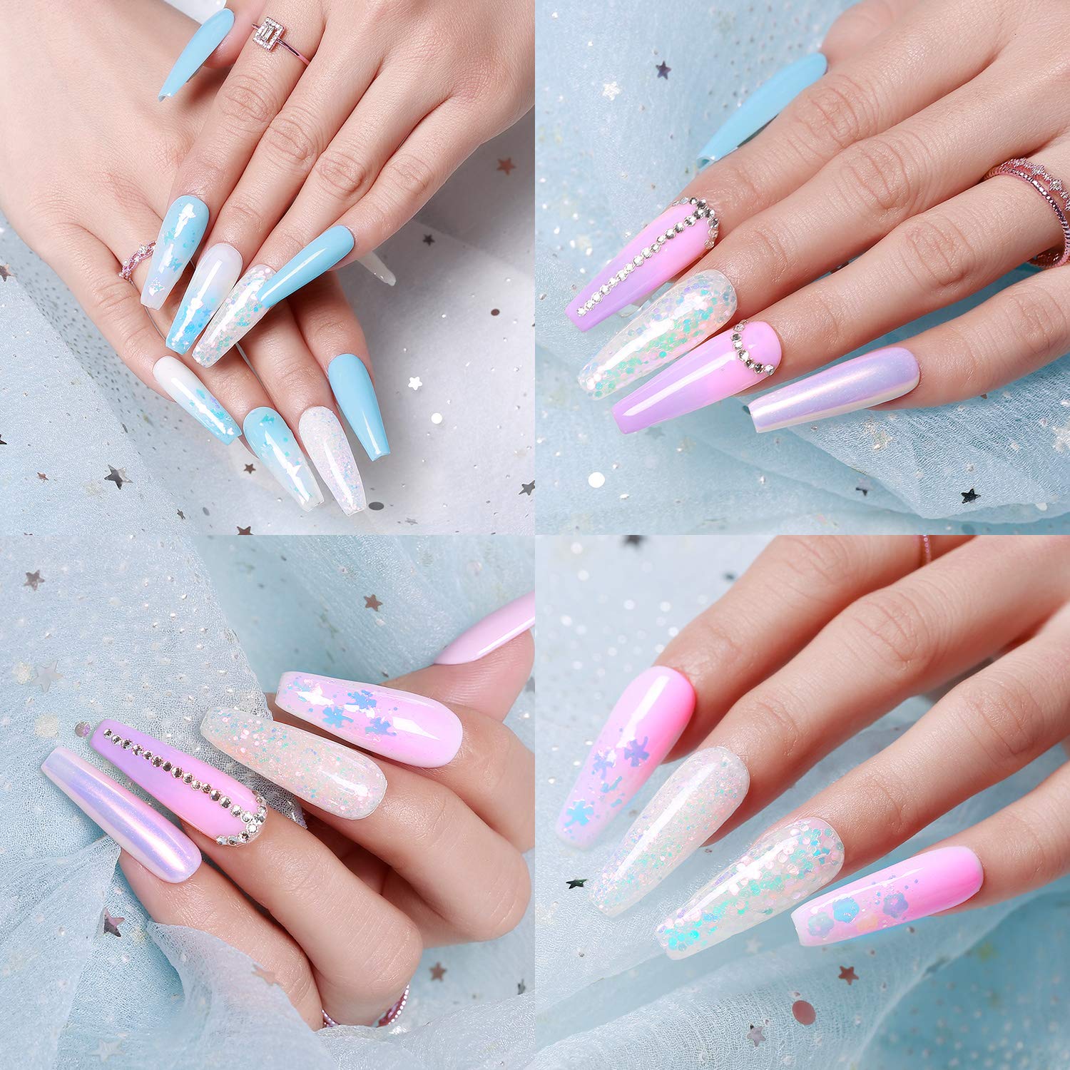Modelones Holographic Nail Sequins 12 Colors Iridescent Mermaid Nail Glitter 3D Laser Sequins Nail Sparkle for Gel Nail Polish Dip Powder Flake Acrylic Paillettes with Tweezers Nail Art Decoration: Beauty