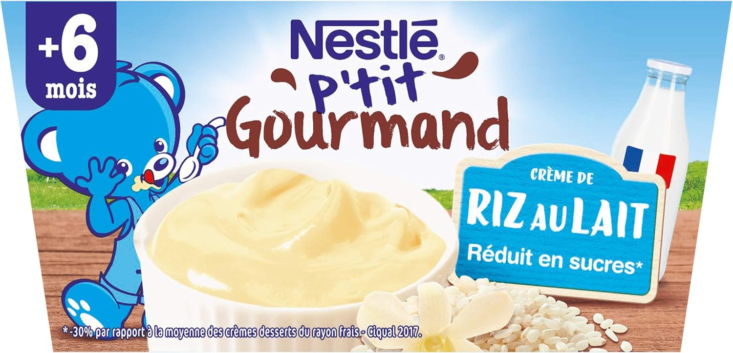 Nestle Bebe P Tit Gourmand Creme De Riz Au Lait Laitage Des 6 Mois 4 X 100g Pack De 6 24 Laitages Amazon Fr Epicerie