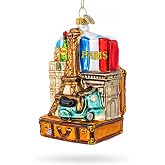 Paris Eiffel Tower Travel Keepsake Glass Christmas Ornament | Hand Painted, Ready to Hang, Gift Tagged