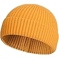 ROYBENS Swag Wool Knit Cuff Short Fisherman Beanie for Men Women, Winter Warm Hats