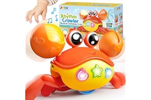 JOYIN Crawling Crab Tummy Time Toy, Walking Crab Toys for Babies, Interactive Big Crab Toy with Intelligent Sensor, Lights Buttons, Dancing Crab Auto-Avoiding Obstacles, Gift for Toddlers