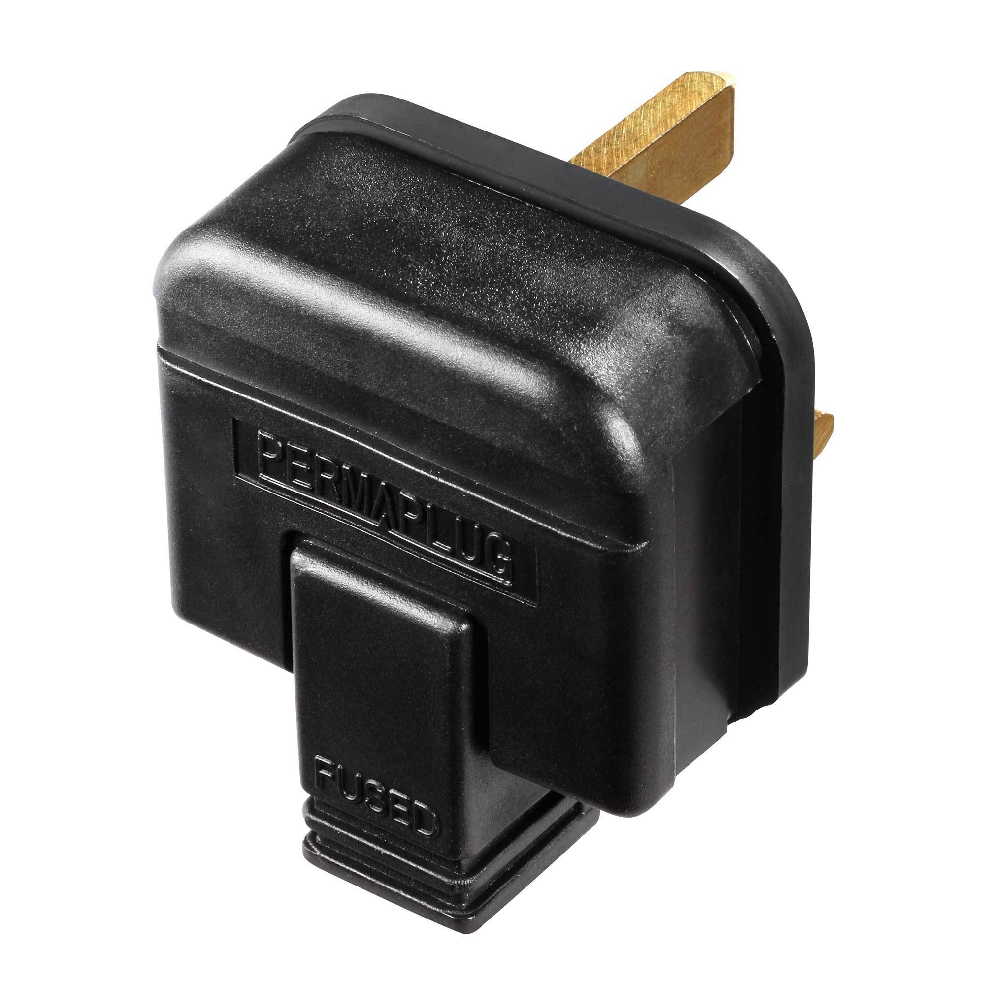 HW Electronics Masterplug HDPT13B 13A Black Rubber Composite Plug (Garden, Outdoor Heavy Duty) Black