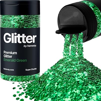 Hemway Emerald Green Glitter Shaker 130g 1/8 Inch Fine Chunky Flash