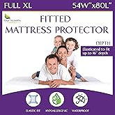 Full Extra Long (XL) Waterproof Mattress Protector - Fitted Sheet Style - Hypoallergenic Premium Quality Cover Protects Against Dust, Allergens