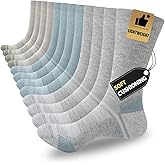 JOYNÉE 6 Pairs Mens Lightweight Crew Socks Cushioned Breathable Long Socks Work Athletic Running Thin Socks for Men