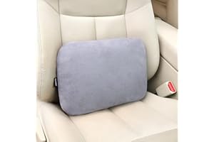 CARWALES Lumbar Support Pillow for Car Seat Cushion Office Chair Thin Lower Back Pain Waist Support Driver Road Trip Accessories for Women Men Grey
