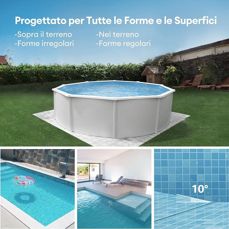 Pooleco 10 Robot Piscina Senza Fili, 90 Minuti Autonomia Robot Per Piscina Intelligente, Parcheggio Automatico, Doppio Motore per Piscine Fuori Terra da 80 ㎡