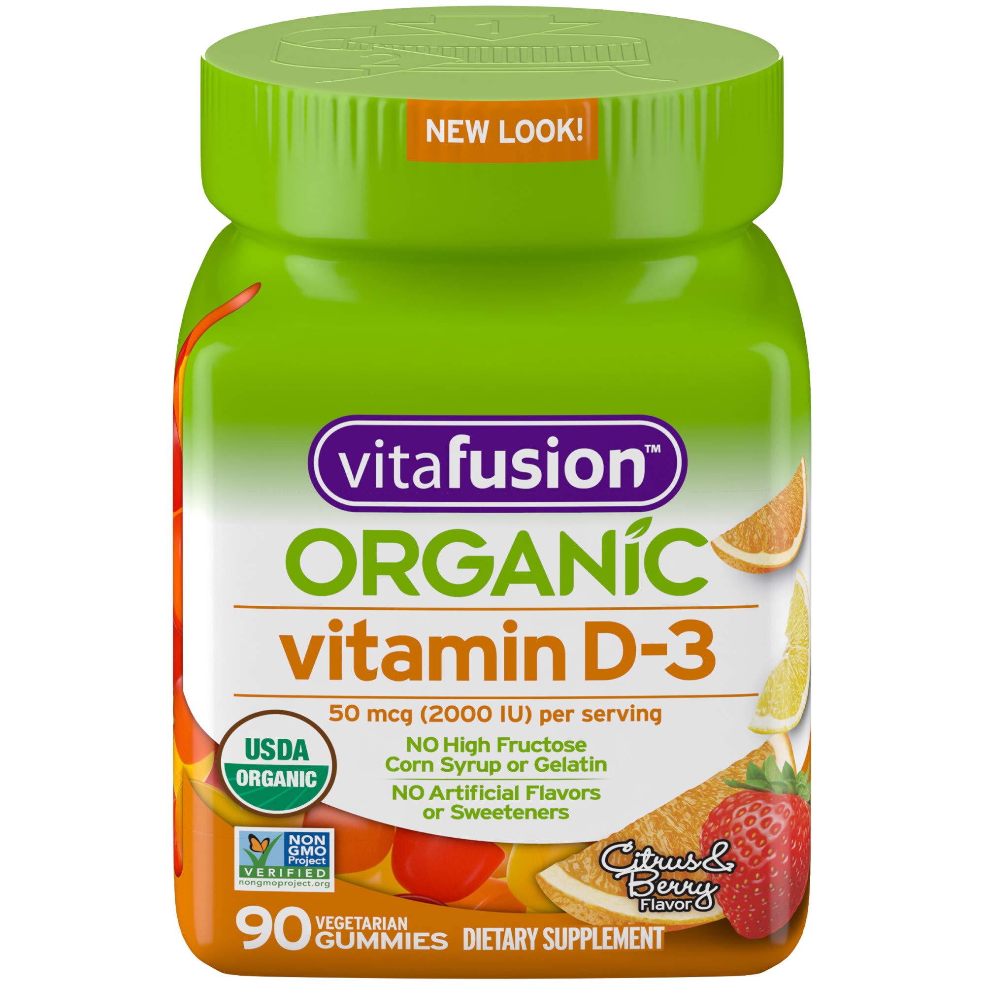 Organic D3 Gummy Vitamin, 90 Count - Non-GMO, Gluten-Free, Dairy-Free, No Gelatin, No HFCS