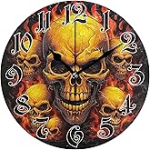 GOODOLD Wall Clock - Silent Non-Ticking, Battery Operated, 10 Inch Burning Skull Clock Decorative for Home, Bedroom, Living Room - Modern Decor Wall Clock
