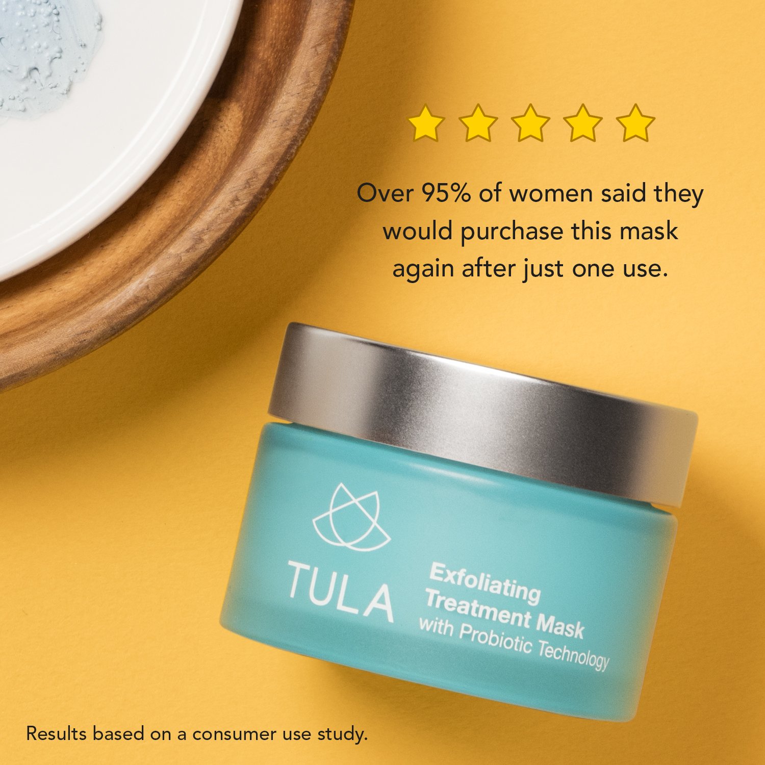 TULA Probiotic Skin Care Exfoliating Dual Phase Treatment Mask with Hydrating Vitamin E, Soybean