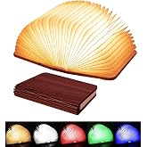 Tiuredx Wooden Book Light, Upgraded 5 Colors Creative LED Book Night Light USB Rechargeable Magnetic Folding Mood Light for H