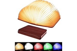 Tiuredx Wooden Book Light, Upgraded 5 Colors Creative LED Book Night Light USB Rechargeable Magnetic Folding Mood Light for Home,Office,Library Decor Gift