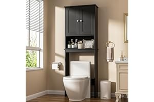 Shintenchi Over The Toilet Storage Cabinet, Bathroom Shelf Organizer with Anti-Tip Device Small Freestanding Space Saver with