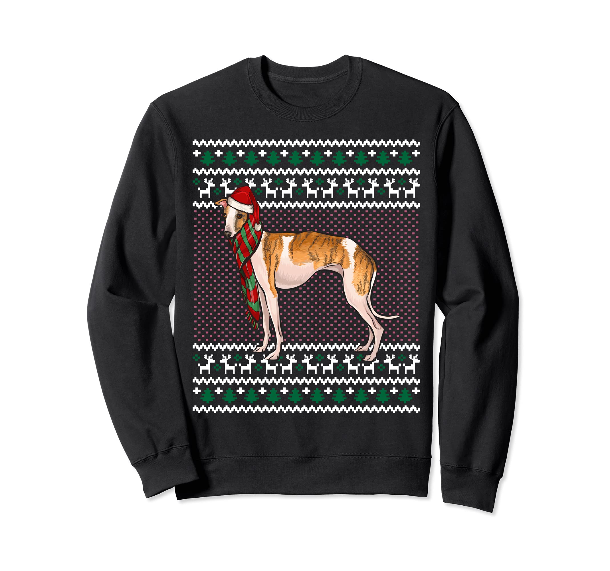 Xmas Whippet Dog Santa Hat Ugly Christmas Sweatshirt