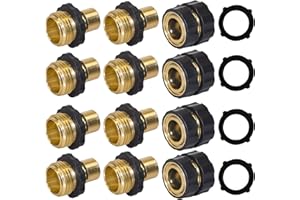 Hourleey 3/4 Inch Garden Hose Quick Connector, 4 Pcs Female & 8 Pcs Male of No Leak Quick Connect Hose Fittings