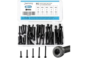 Joamang M6 x 30mm 35mm 40mm 45mm 50mm Hex Socket Head Cap Screws Bolts, 12.9 Grade Alloy Steel, Black Oxide Finish, Metric Al