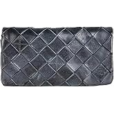 VILENCA HOLLAND Genuine Leather Wallets for Women, Small Wallet for Ladies Zipper Coin Purse Credit Card Holder with Strap (VL-167-GREY)