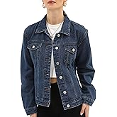 Argstar Denim Jacket for Women Button Up Long Sleeve with Pockets (Available in Inner Pockets)