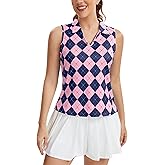 MathCat Womens Golf Shirt, UPF 50+ Argyle Tennis Polo, Sleeveless Lightweight Sports Athletic Tank Tops
