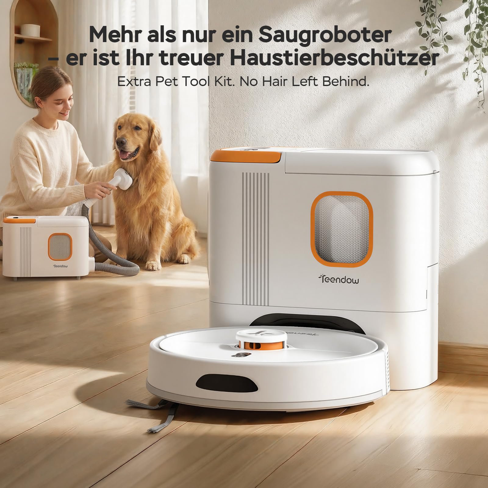 Teendow D20S Max+ Saugroboter mit Wischfunktion, 8000 Pa, 3L Saugroboter mit Absaugstation und Tierpflege-Zubehör, LiDAR-Navigation, App und Sprachsteuerung, Hartböden & Teppiche, Ideal für Tierhaare 2
