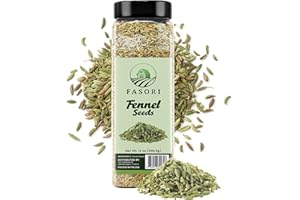 Fasori Fennel Seeds Whole – 14 oz Jar | Premium Dried Fennel for Cooking, Tea, Digestion, Indian Spices, Mediterranean Recipes, Seasoning, Vegan.