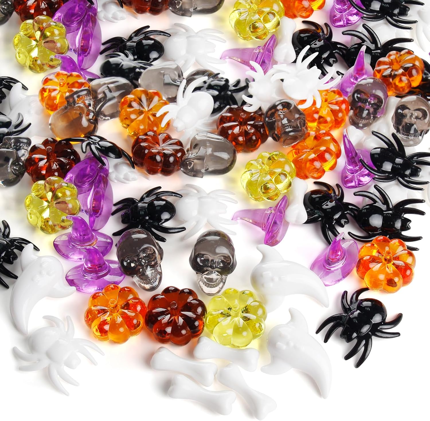 Vase Fillers - 270 PCS Halloween Vase Fillers Includes Mini Acrylic Pumpkin Cute Ghost Mini Skull Head Small Witch Hats, Halloween Party Table Decoration Halloween Decorations Tiered Tray Decor