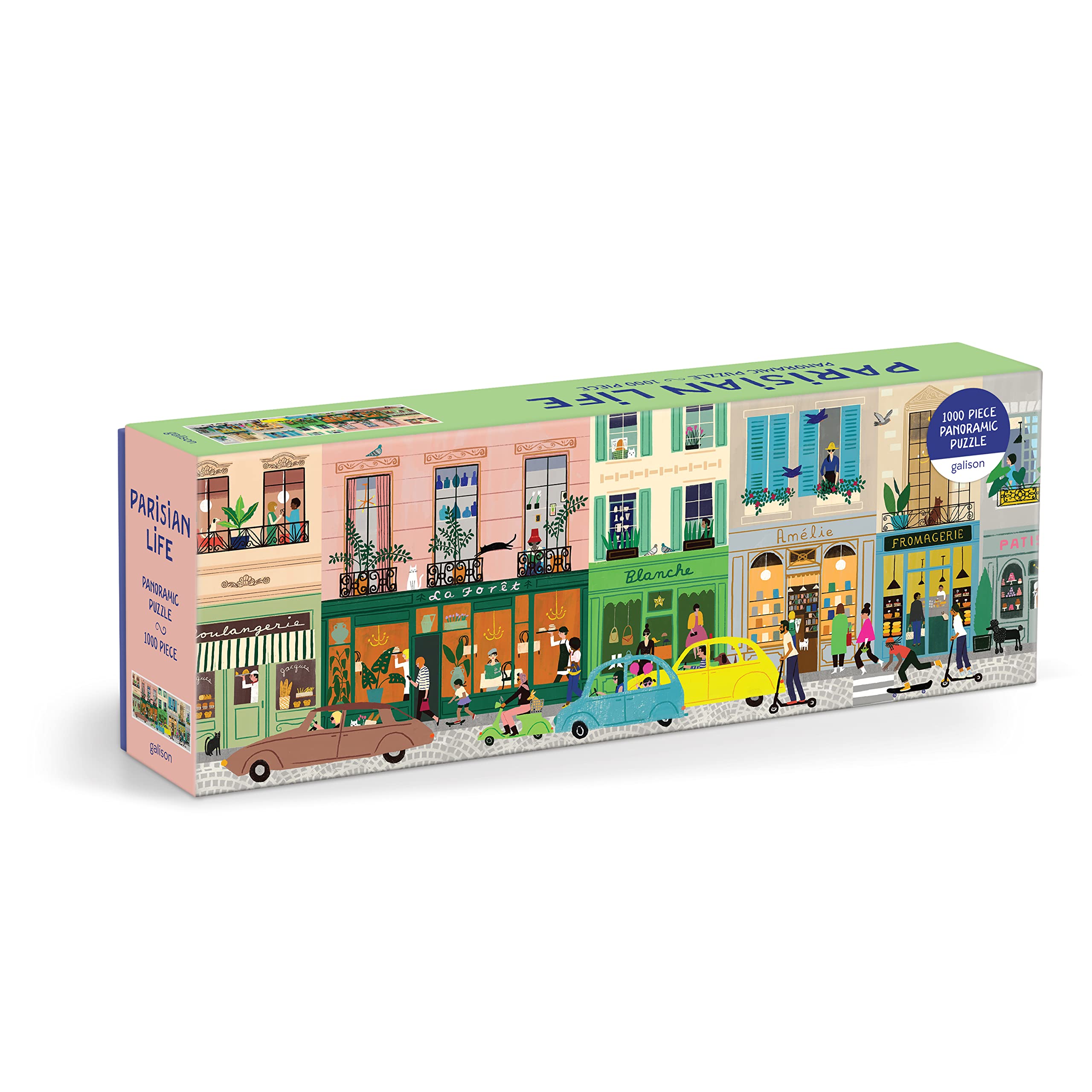 Galison Parisian Life – 1000 Piece Panoramic Puzzle Fun and Challenging Activity with Bright and Bold Artwork of Everyday Living in Paris for Adults and Families