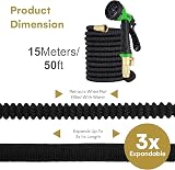 Flexi Hose Extendable Garden Hose 15m 8-Pattern Spray Gun Brass Fittings view 3