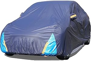 DINGHAO Tesla Model Y Car Cover Waterproof All Weather, 6 Layers Outdoor Full Exterior Cover Rain Sun UV Snowproof Protection with Zipper Cotton, Mirror Pocket and Charging Port