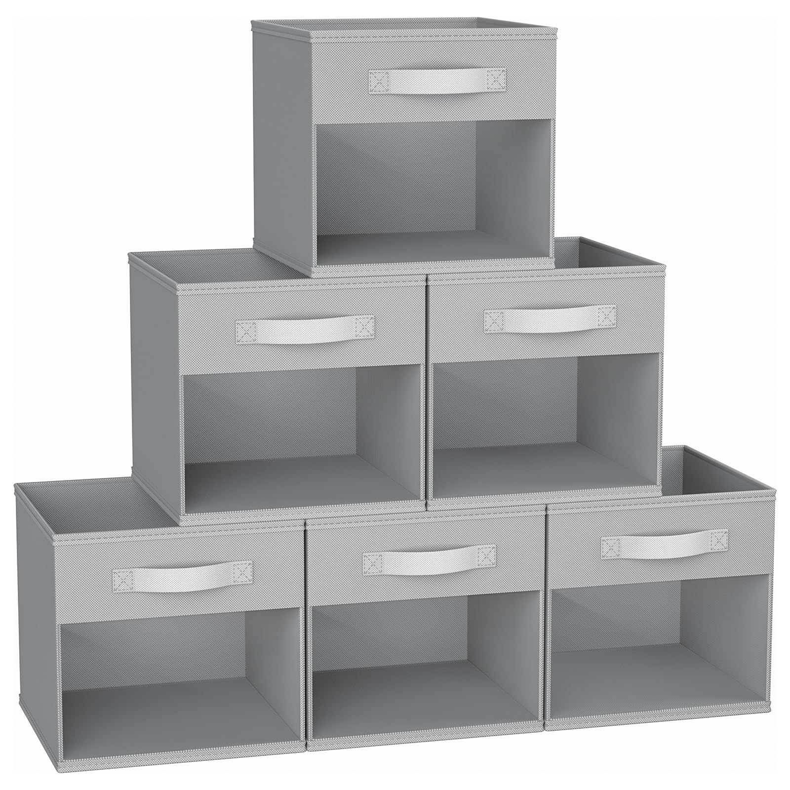 Photo 1 of DIMJ 12.2 Inch Storage Cubes, 6 Pack Cube Storage Bins with Window, Fabric Storage Bins with Handle, Foldable Storage Cubes, Storage Box for Clothes, Toys, Books (Grey)