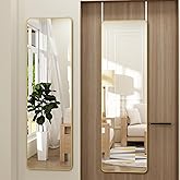 JAWGLOW Door Mirror, Over The Door Full Length Mirror, 14"x 48" Door Hanging or Wall Mirrors, Full Body Mirrors, Rounded Corner, Gold