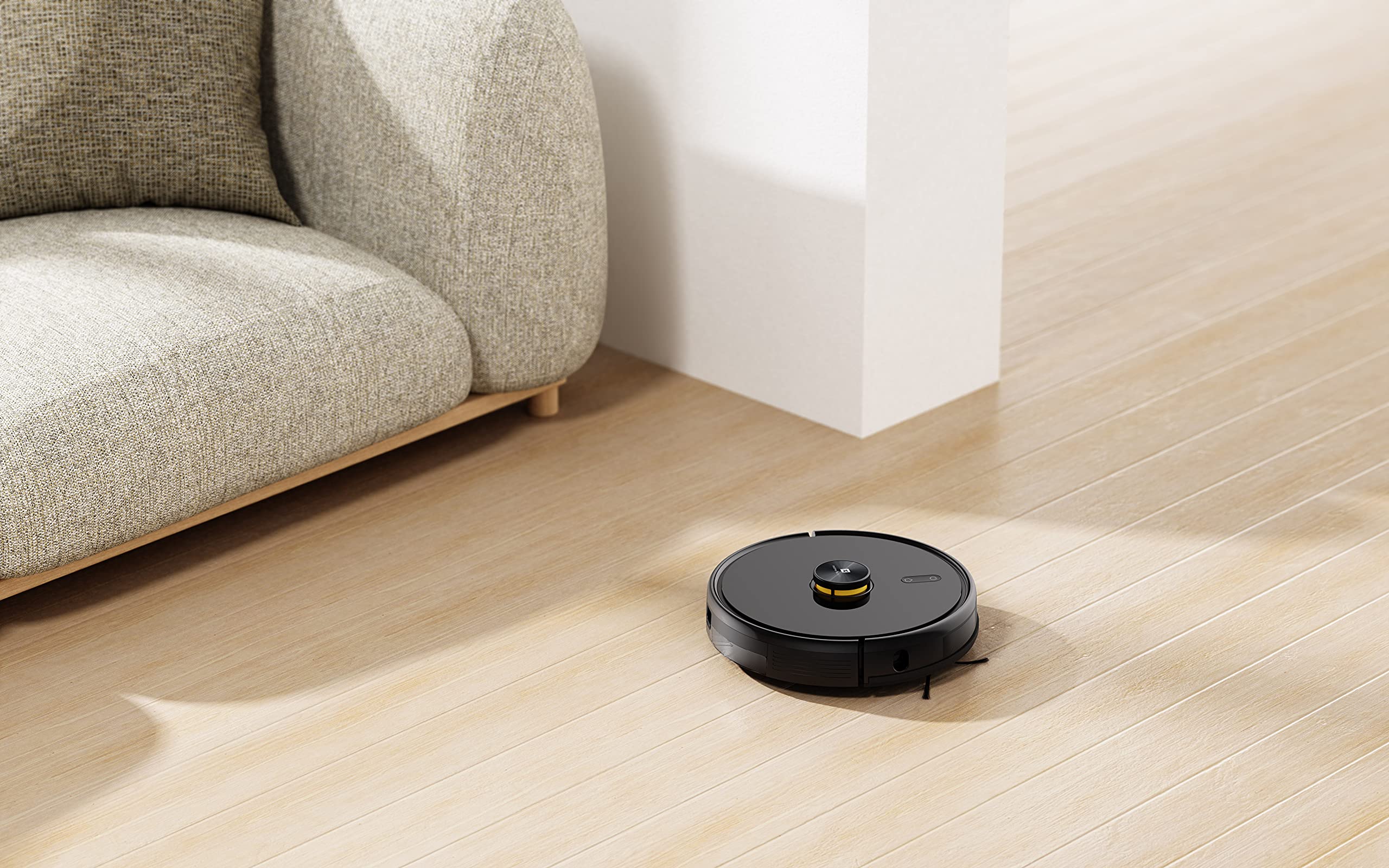 Robot vacuum cleaning a living room