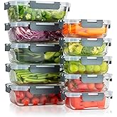 WWYH.DSS 10-Pack Meal Prep Containers with Snap Locking Lids, Glass Airtight Lunch, Food Storage Containers, Microwave, Oven, Freezer and Dishwasher Friendly, Gray