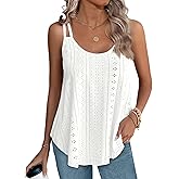 XIEERDUO Womens Tank Tops Spaghetti Strap Camisoles Eyelet Embroidery Scoop Neck Tops