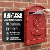 ZENO Red Wall Mounted Letter Box with 2 Keys Large Postbox Classic view 6