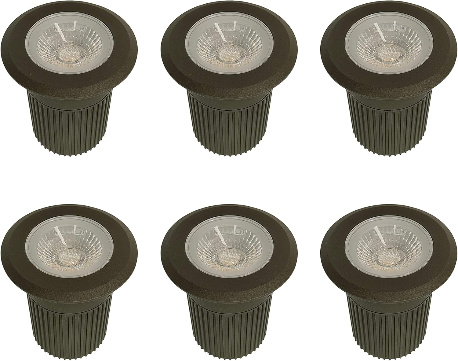 LUMENGY 9W LED In-Ground Landscape Lighting, 12V-24V Low-Voltage IP67 Waterproof, Underground Pavers Driveway Patio Deck Lights, Powerful 630 Lumens, Warm White 2700K, Brown Finish (6-Pack)