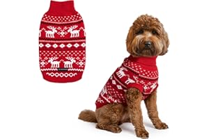 Spark Paws Christmas Dog Sweater – Ultra Soft Holiday Knit Sweater for Small, Medium & Large Dogs, Cute Pet Sweater for French Bulldogs & Big Dogs, Easy Potty V Cut Design Jacket - (Dasher Red,2XL)
