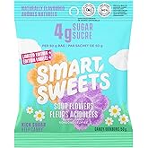 SmartSweets Sour Flowers 50g (Pack of 14), Gummy Candy with Low Sugar, Low Calorie, No Artificial Sweeteners, Plant-Based, Gl